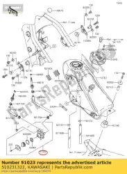 tap-assy, ?? Brandstof klx250-h3 van Kawasaki, met onderdeel nummer 510231322, bestel je hier online: