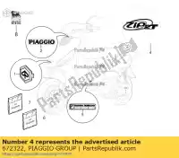 672322, Piaggio Group, Zelfklevend typeplaatje zip2t piaggio lbmc25e0, lbmc25e1 zip 50 2009 2016, Nieuw