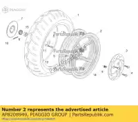 AP8208949, Piaggio Group, Achterwiel. zwart aprilia  sr zd4kla00 zd4vfb00, zd4vfd00, zd4vfu00, zd4vfj, zd4vz000 50 2004 2005 2006 2007 2008 2009 2010 2011 2012 2013 2014 2016 2017 2018 2019 2020 2021 2022, Nieuw