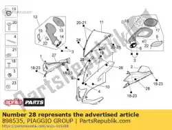 Aqui você pode pedir o lh decalque de carenagem superior em Piaggio Group , com o número da peça 898535: