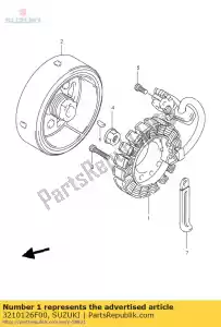 Suzuki 3210126F00 stator assy, ??mag - La partie au fond