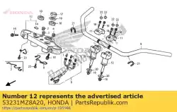 Here you can order the holder, handle lower from Honda, with part number 53231MZ8A20: