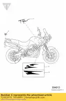 T2402479, Triumph, decal serbatoio dx inferiore triumph tiger 885i 71699 > 124105 885 1999 2000 2001, Nuovo