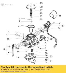 Piaggio Group 826783 couvercle de soupape de gaz - La partie au fond