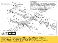 AP0634330, Piaggio Group, 3ème pignon z = 16 aprilia pegaso moto ie 650 6 5, Nouveau