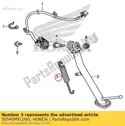 Aquí puede pedir resorte, soporte lateral de Honda , con el número de pieza 50540MFL000: