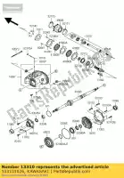 133101026, Kawasaki, arbre-assy, ??rr drive s kvf650-a kawasaki kfx kvf 650 700 2002 2003 2004 2005 2006 2007 2008 2009 2010 2011, Nouveau