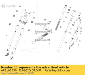 aprilia AP8163530 struik - Onderkant