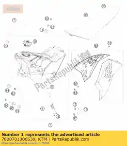 ktm 7800701306630 tanque de combustível cpl. 9,5l exc-f 08 - Lado inferior