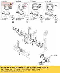 rechthoekige ring 95mm van KTM, met onderdeel nummer 58030632000, bestel je hier online: