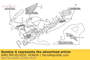 Honda 64813MCJD10ZD raya b, r. capucha inferior * - Lado inferior