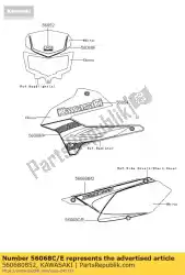 Aqui você pode pedir o padrão, tampa lateral, lwr, l klx25 em Kawasaki , com o número da peça 560680852: