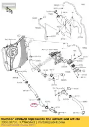 Here you can order the hose,pipe(rad.)-pipe(w/p from Kawasaki, with part number 390620736: