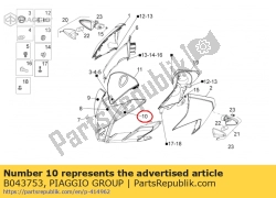 Aprilia B043753, Lh decalque frontal da carenagem, OEM: Aprilia B043753