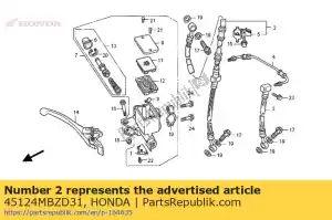 honda 45124MBZD31 tuyau, r. fr. frein - La partie au fond