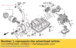 Aqui você pode pedir o panela, óleo em Honda , com o número da peça 11210MGE000: