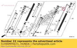 Tutaj możesz zamówić zestaw uszczelek fr. Widelec od Honda , z numerem części 51490MFR671: