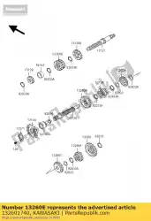 Qui puoi ordinare marcia, uscita 4a, 24 t da Kawasaki , con numero parte 132601740: