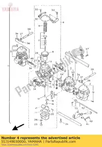 Yamaha 51J149030000 carburetor assy 3 - Bottom side