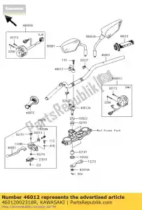 kawasaki 46012002318R alça de suporte, upp, f.s.bl klx12 - Lado inferior