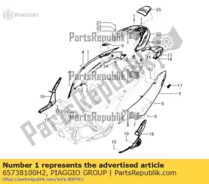 Piaggio Group 65738100H2 rechts zijpaneel - Onderkant