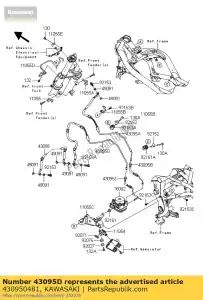 Kawasaki 430950481 hose-brake,fr caliper - Bottom side