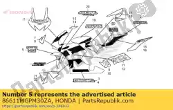 Here you can order the mark, repsol (hrc) (100mm) *type1* (type1 ) from Honda, with part number 86611MGPM30ZA: