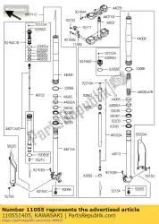 Ici, vous pouvez commander le support, flexible de frein kx250w9f auprès de Kawasaki , avec le numéro de pièce 110551405: