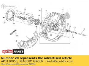 aprilia AP8110050 spring drive bearing - Bottom side