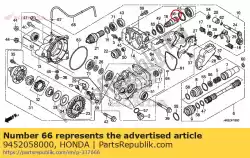 Aqui você pode pedir o anel de retenção, interno, 58 mm em Honda , com o número da peça 9452058000: