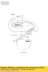 Here you can order the mark,fuel tank,rh from Kawasaki, with part number 560511997: