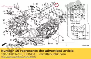 Honda 18651MCA780 tubo, r. toma de aire - Lado inferior