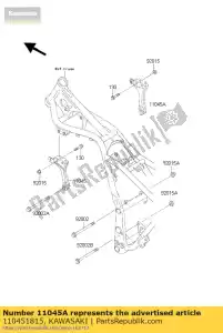 Kawasaki 110451815 support, moteur, rh - La partie au fond