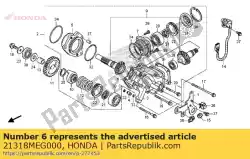 Ici, vous pouvez commander le cale, arbre de transmission final (0,75) auprès de Honda , avec le numéro de pièce 21318MEG000: