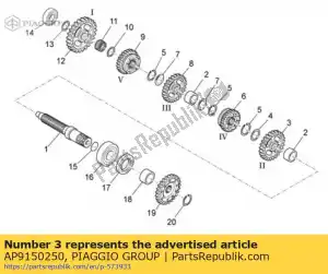 Piaggio Group AP9150250 2nd wheel gear z=25 - Bottom side