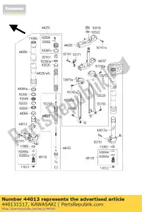 Kawasaki 440131517 pipe-fork inner,lh - Bottom side