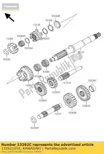 kawasaki 132621053 engrenagem, saída reversa, 1 ksv700-a - Lado inferior