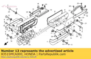honda 83515MCA000 cover, r. injection - Bottom side