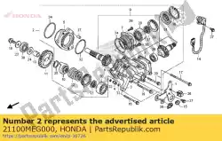 Aqui você pode pedir o montagem da caixa, engrenagem lateral em Honda , com o número da peça 21100MEG000: