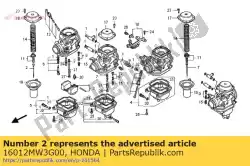 Aqui você pode pedir o conjunto de agulha, jato em Honda , com o número da peça 16012MW3G00: