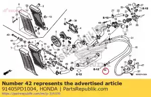 Honda 91405PD1004 zacisk, rura (d12) - Dół