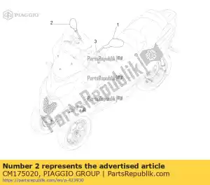 Piaggio Group CM175020 rh rearview mirror - Bottom side