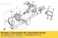 33100MK4701, Honda, Assy de phare. (12v 60 / 55w) honda cb ntv xbr 500 600 650 750 1000 1985 1986 1990 1993 1994 1995 1996 1997 1998 1999 2001, Nouveau