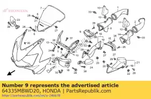 Honda 64335MBWD20 grille, r. air duct - Bottom side