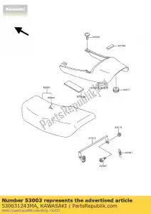 kawasaki 530031243MA cuero, asiento, negro zr750-c1 - Lado inferior