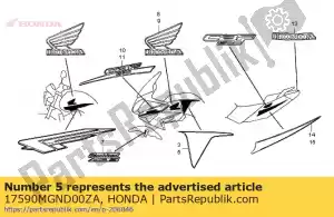 Honda 17590MGND00ZA faixa, l f * tipo1 * - Lado inferior