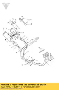 triumph T2200348 silencer, oval, rhs, catalyst - Bottom side