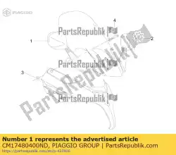 rechter achteruitkijkspiegel van Piaggio Group, met onderdeel nummer CM17480400ND, bestel je hier online: