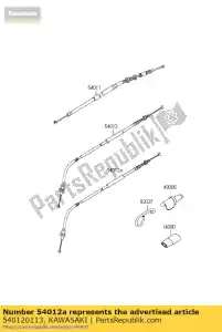 Kawasaki 540120113 kabel-gasklep, sluitend - Onderkant