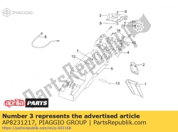 Aprilia AP8231217, Carenatura posteriore, nera, OEM: Aprilia AP8231217